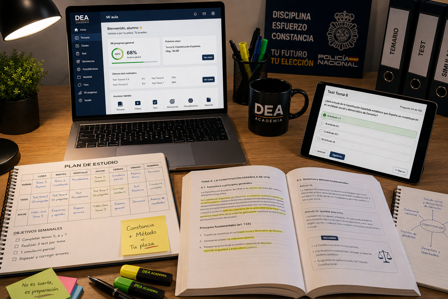 Método de estudio para preparar Policía Nacional online