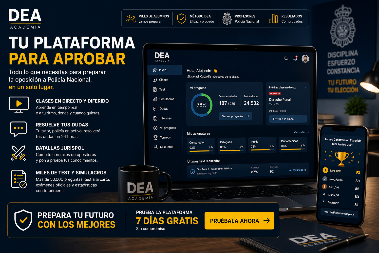 Plataforma DEA para academias colaboradoras